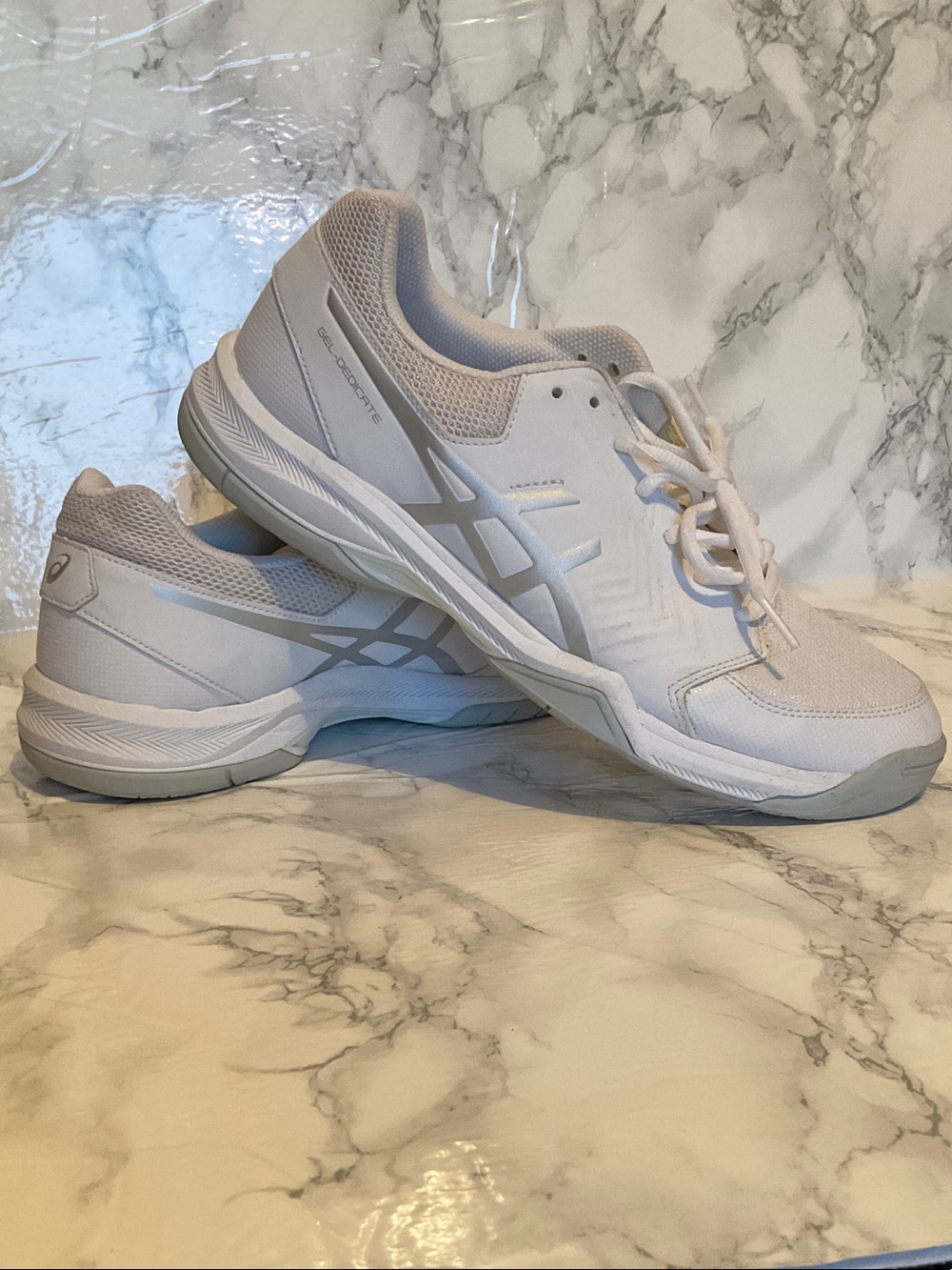 Asics White and Light Gray Court Sneakers